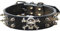 haoyueer Hundehalsband aus Leder mit Nieten, 2 Reihen Kugelnieten, PU-Leder – Cooles Totenkopf-Zubehör für mittelgroße und große Hunde (schwarz, M)