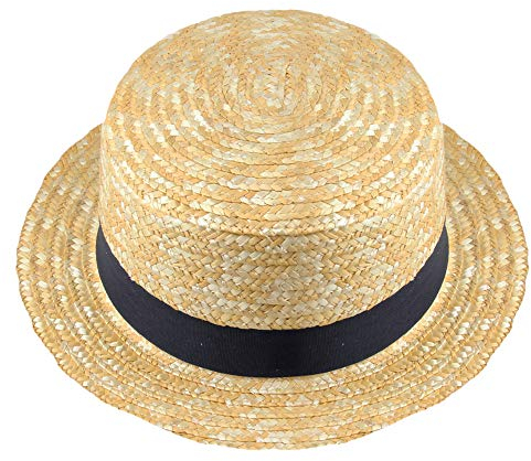 by Robelli Kids Straw Boater Hat with Black Grosgrain Band Easter Bonnet