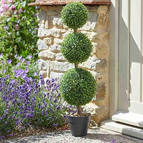 Garden Mile® Decorative Artificial Plants Ball trio Trees in Pot Fake Plants for Home Indoor Outdoor Decor, 80 centimetres