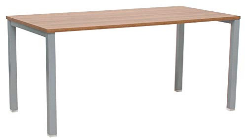 Mesa Escritorio Oficina Gris de Madera Grande Resistente para Estudiar, Despachos, Ordenador de Sobremesa, Gaming, Youtubers, Salas de Estudio y Aulas de Formacion para 4 personas (Nogal, 180)