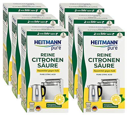 HEITMANN pure Reine Citronensäure: Ökologischer Bio-Entkalker - Pulver, 6x 350 g
