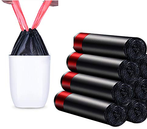 150 Sacs poubelle Avec cordon Fermeture automatique Capacité 20L avec poignée Anti-Fuites Sac recyclable 45cm * 50cm indéchirable Pas de contact sac poubelle pour cuisine toilettes Bureau camping