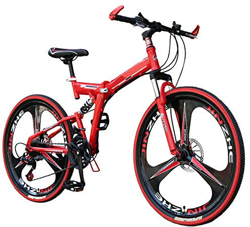 DORALO Mountainbike Klappräder,21 Gang Kettenschaltung Scheibenbremse Faltrad, Klapprad Fahrrad, Fahrräder Hochkohlestahl Outroad Fahrräder Geeignet Ab 150-170 cm (24 Zoll)