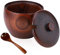 HERCHR Walnut Wood Spice Seasonings Keeper Salt Cellar Box Bowl with Lid for Home Kitchen