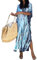 Bsubseach Women Beach Kaftan Dresses Half Sleeve Plus Size Bathing Suit Cover Ups Caftan Dresses Light Blue