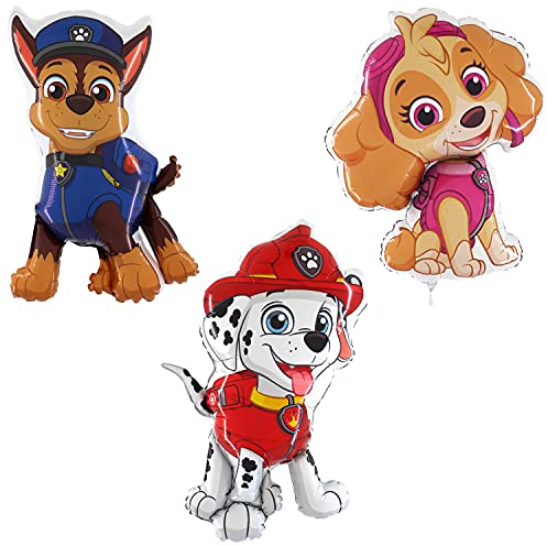 Toyland® Packung mit 3 Paw Patrol Folienballons - Marshall, Skye & Chase Character Folienballons - Kinderpartyballons