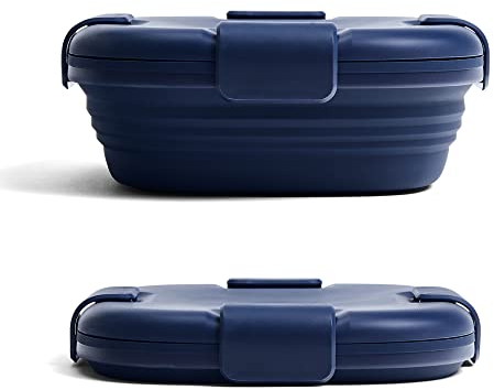 STOJO Faltbare Sandwichbox - 680.4 g Wiederverwendbare Frischhaltedose, Silikonschüssel für warme / kalte Speisen - Mahlzeitvorbereitung, Mittagessen, Camping, Wandern - spülmaschinenfest (1 Stück,