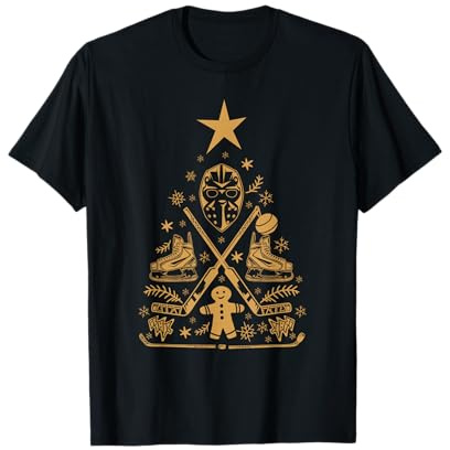 Happy Hockeydays Weihnachtsbaum Chrismas Eishockey T-Shirt