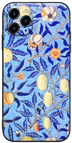 Berkin Arts Compatible with iPhone 11 Pro Max Case Silicone Cover with Screen Protector Folk Art Nouveau Botanicals (Pomegranate by William Morris)