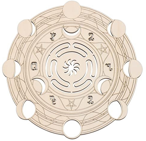 Fourth Level MFG 30,5 cm Hecate's Wheel antikes griechisches Holz Wandkunst Mondgöttin Symbol Wicca Heimdekoration für Yoga und Meditation Gute spirituelle Energie Altar Dekor Chakra Kristall Gitter