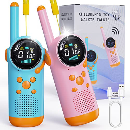 Selvim Walkie Talkies für Kinder [3 KM Reichweite & 8 Kanal], Walkie Talkie mit LCD-Bildschirm, Spielzeug Wiederaufladbar für Innen Draußen Aktivität, Geschenke für 3-8 jährige Jungen und Mädchen