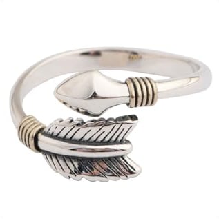 KONFEN Verstellbarer Silber Ring für Herren und Damen - Fidget Pfeil Zeigefinger Fußring - Zweifingerring Vintage Retro Daumenring - Modeschmuck