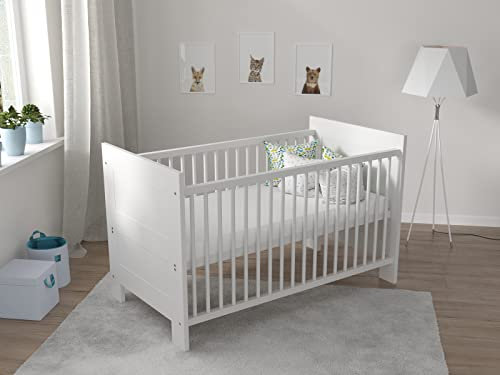 Love For Sleep | LUCY Nursery Baby Cot Bed 140x70cm Toddler Bed Converts into a Junior Bed (White)