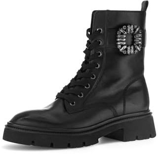 Gabor Damen Combat Boots, Frauen Stiefeletten,Wechselfußbett,Best Fitting,schnürstiefel,Winterstiefel,Winterschuhe,warm,schwarz,38.5 EU / 5.5 UK