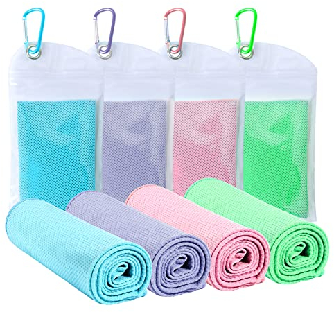 SZELAM 40x 12kühlende Handtücher,4 Pcs kühlende Handtuch für Hals und Gesicht,Fitness-Handtücher,weiches,kühles Handtuch für Training,Yoga,Golf,Camping,Outdoor-Sporthandtuch (Makkaronfarbe)