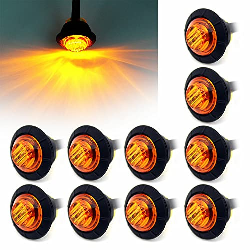 GSRECY 1,9 cm versiegelte runde 24 V LED vorne hinten Seitenmarkierungsleuchte wasserdicht Bullet Clearance Markierungsleuchte für Pkw, LKW, Busse, Reisebusse (Bernstein, 24 V)