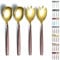 Evanda Cubiertos para Servir Ensalada, Set de Servidor de Ensalada de Acero Inoxidable con Mango Marrón y Cabeza Dorada Brillante, Cuchara de Ensalada, Servidor de Ensalada, Pack de 4