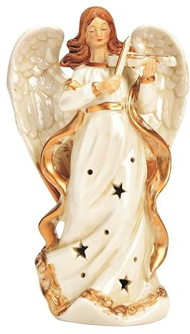 Miss Lovely Deko-Figur Engel Engels-Figur Weihnachtsengel mit Geige weiß & Gold traditioneller Weihnachtsengel Schutzengel Weihnachten Weihnachts-Deko Advent Geschenk-Idee Glaube