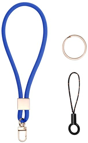 Vicloon Schlüsselband Kurz, Nylon Lanyards mit karabiner, Schlüsselbänder Umhängebänder mit Drehbarem Metallclip Abnehmbare Neck Lanyard Langes Handgelenk Paracord Schlüsselanhänger(Blau)