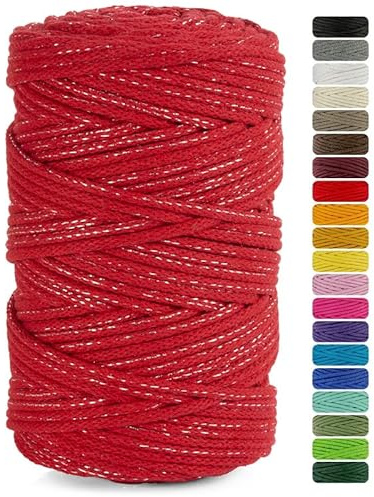 Netuno 1 filato macramè rosso 5 mm 100 m corda macramè spago cordoncino colorato per lavori uncinetto ferri da maglia gomitolo macramè cordino