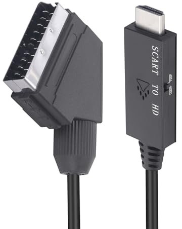 Xingdianfu Cavo SCART a HD, convertitore da SCART a HDMI, cavo adattatore SCART a HDMI con cavo di alimentazione USB per audio video