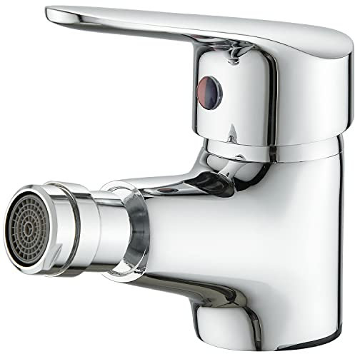 Maynosi Mitigeur Bidet Moderne, Mitigeur Monocommande Bidet, Robinet de Bidet, Bidet Lavabo Bec Bas, Inclure des Tuyaux Flexibles, Laiton (Chromé)