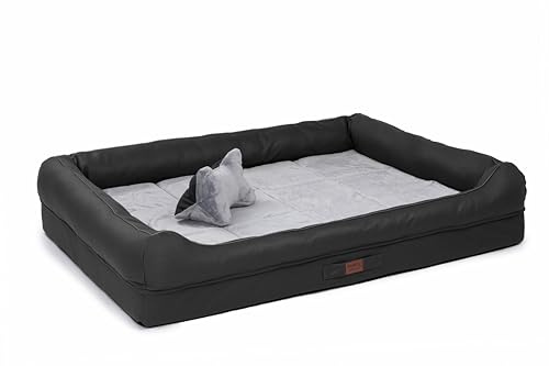 RAIKOU Hundebett mit abnehmbarem Kissen, gepolstert und waschbar – Schlafplatz, Hundekissen, Hundesofa, Hundematte - Hochwertiges Tierbett für Ihren treuen Begleiter. (Schwarz,120 * 90 * 10cm)