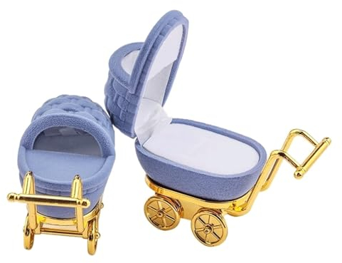 BKEKM Jewelry Box Velvet Stroller Jewelry Case Small Cart Jewelry Organizer Velvet Cradle Full Moon Gift Display Jewelry Storage