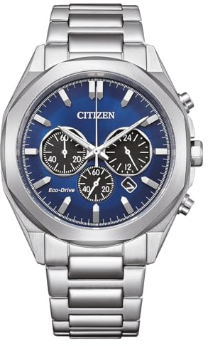Citizen Eco-Drive Herrenuhr Edelstahl, Blau, 41 mm, CA4590-81L | Eco-Drive Solar, Keine Batterie Nötig, Kristallglas, 10 bar Wasserdicht, 270 Tage Gangreserve