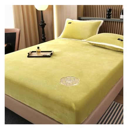 Velours Spannbetttuch 200x220cm Wärme Weich Snug-Fit Tief Spannbetttuch Topper Elastisches Farbechtes Maschinenwaschbares Bettlaken Laken Mit Tiefer Tasche ( Color : #07 , Size : Small Double-120*200c