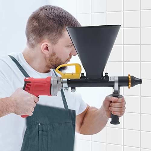 HINOPY Pistola de lechada para mortero, 700 W, portátil, eléctrico, pulverizador de mortero, aplicador con 2 boquillas, 1 lubricador, prensa de mortero, accesorios