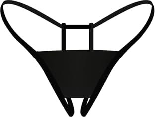 Varsbaby Femme Sexy Mini String Ficelle Ouvert Transparent Tanga Culotte Taille Basse Slip de Bain Bas de Bikini Erotique Triangle Lingerie de Nuit Underwear, N349-Black-S
