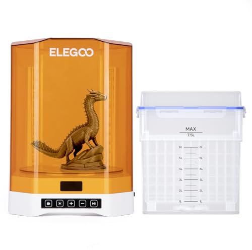ELEGOO Mercury Plus V3 Reinigungs- und Aushärtungsstation, Wash and Cure Station mit 7,5 l große Kapazität und 360° Stereo-Aushärtung, Kompatibel mit Den Meisten LCD/DLP/SLA 3D-Drucker
