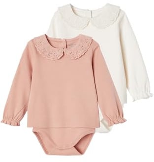Vertbaudet 2er-Pack Baby Shirtbodys mit langen Ärmeln, Bio-Baumwolle rosa 56