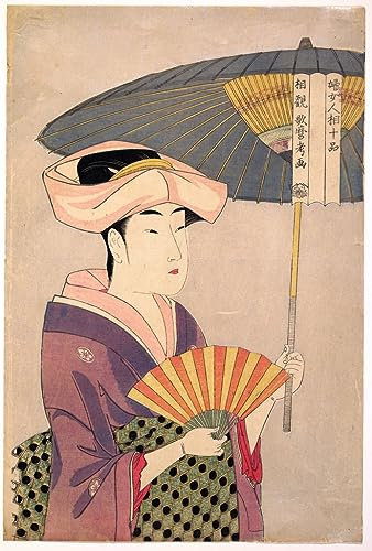 SERENDIPITP Vintage Leinwand Wandkunst Dekorative Leinwand Malerei Dekoratives WandgemäLde Parodie einer kaiserlichen Kutschenszene von Kitagawa Utamaro für Heimdekoration 60x90cm