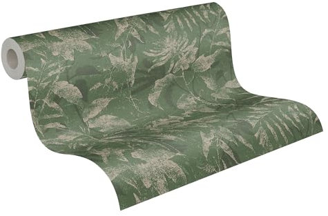 Livingwalls Hot Spots Non-Woven Wallpaper Floral 10,05 m x 0,53 m - Green, Gold, Metallic - Selva Wallpaper - 782036