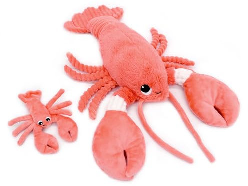 LES DÉGLINGOS Les Ptipotos by Plüschtier für Maman Bebe – sehr weich – Geschenk zur Geburt – ILOVEYOU der Hummer – 48 cm – Koralle