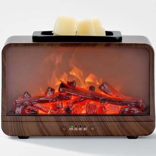 Layove Dynamics Flame Fireplace Electric Wax Burner Warmer Wax Warmer PTC Heating Plate Monochromatic Fragrance for Home Office Gifts & Decor(Wood Grain)
