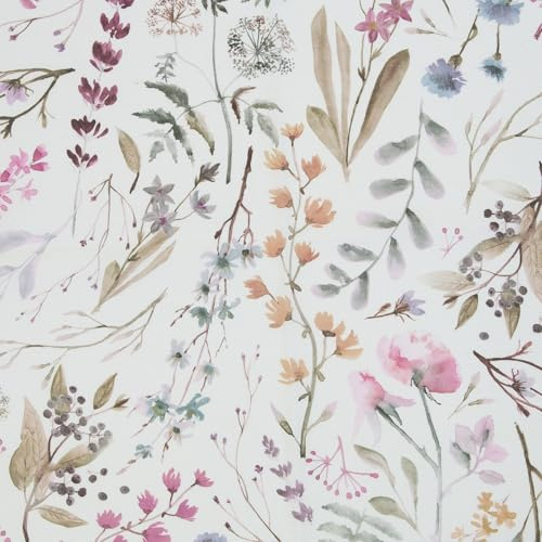 Swafing | Beschichtete Baumwolle ALSFELD | Ökotex | Blumenwiese, pastell/flieder | Meterware (50x140cm)