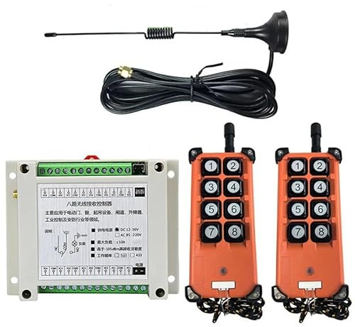 8-Kanal Funkfernbedienung Set –DC 12V/24V/36V Empfänger & Sender | Industrie-Funksteuerung mit 20–300 m Reichweite (2RF)