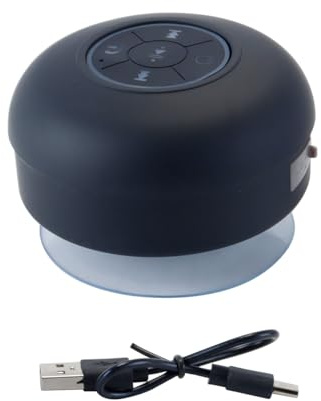 Hoite Altavoz Bluetooth para ducha, resistente al agua IPX4, con luces intermitentes de colores y manos libres (negro)