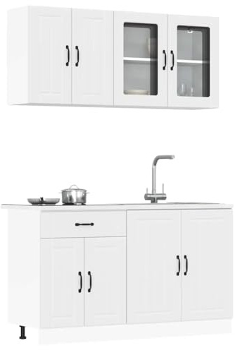 Emmtore 4-TLG. Küchenschrank-Set Sonoma Holzwerkstoff,Küchenschrank, Kompaktküche,Weiß