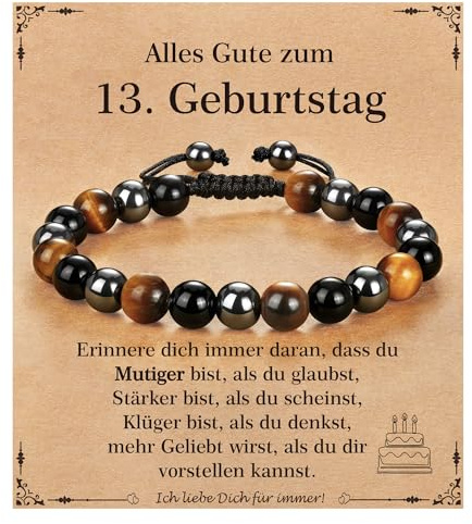 Aretas 11-18 Geburtstagsgeschenk Armband für Jungen Tigerauge Schwarzer Obsidian Hämatit Armband Geschenke zum Geburtstag für Jungs Sohn Enkel Neffen Bruder