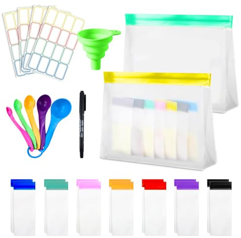 MCTNCT 27PCS Proteinpulver-Reisebehälter Set | Tragbarer Reisebehälter, wasserdicht, wiederverwendbar, mit Trichter und Löffel für Training, Fitness, Reisen