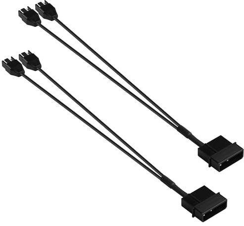 ELFJMZP Molex auf 4 Pin Lüfter Kabel 2 Pack - 30cm 12V Full Speed PC Lüfter Power Splitter, 4-Pin Adapter für ATX PSU Gehäuse Kühlung (1 zu 2)