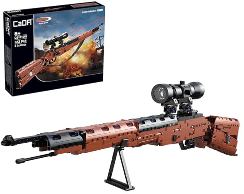 JAMARA 402893 CADA Karabiner 98K Bricks, Waffen Klemmbausteine Figuren Set, Toy Spielzeug Bausteine, Building Kids ab 8 Jahre, Geschenkidee Kids, LED Fadenkreuz, Tragegurt