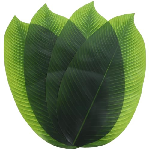 Fomiyes 4 PièCes Feuilles De Bananier Artificielles 15.75X7.87 Pouces Feuilles Tropicales DéCoratives pour FêTes Luau Et DéCoration De Table Polyvalente