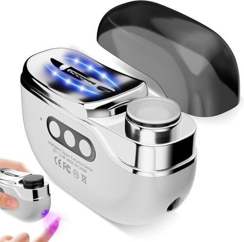 2026 New Electric Nail Clippers for Toenails Fingernail - 4 in 1 Automatic Nail Trimmer with Nail File/Polishing/Gel Nail Light - USB Rechargeable for Baby/Kids/Adults/Seniors - Hard/Thick Hands Nails