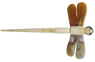 Marycrafts Libelle Haarnadel Haarstab Haar Stöcke Haarschmuck aus Büffelhorn (Mehrfarbig)