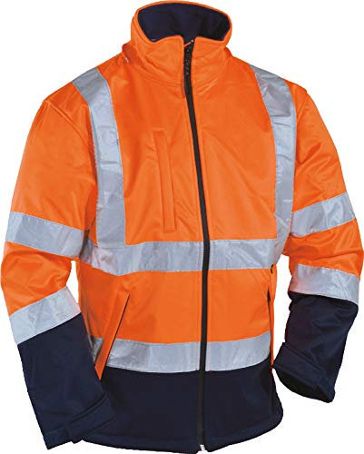 Vizwell Kontrast-Softshelljacke Warnschutzjacke Orange (XXXL)